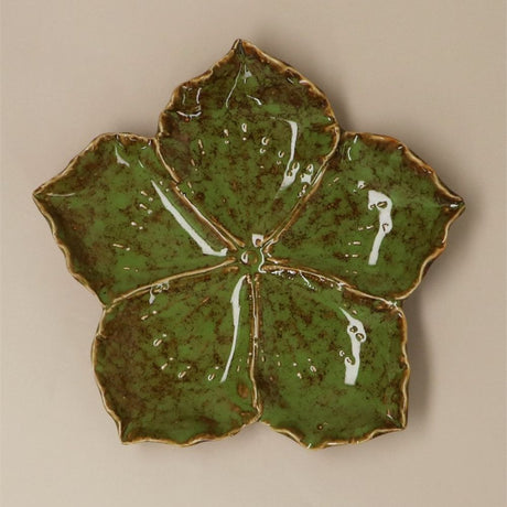 Gisela Graham Trinket Plate - Green Reactive Hibiscus, Large