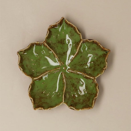 Gisela Graham Trinket Plate - Green Reactive Hibiscus, Medium