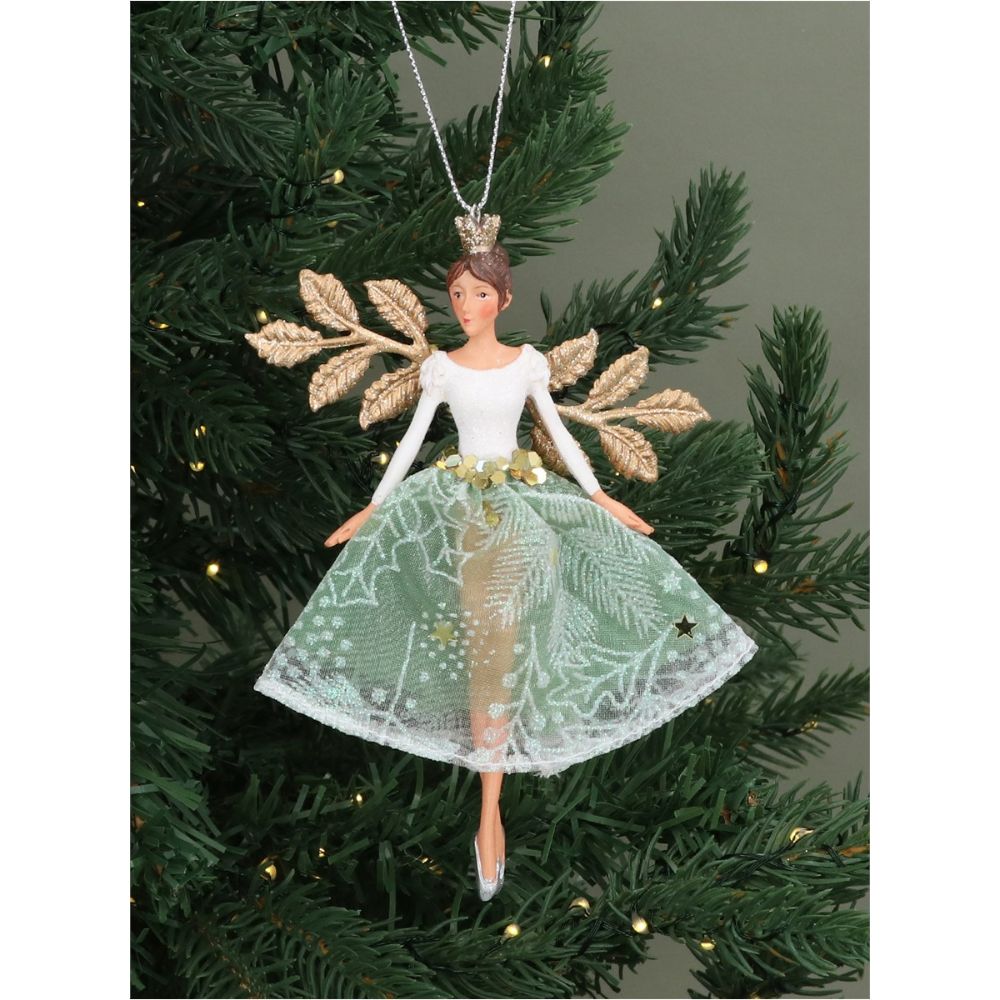 Gisela Graham Winter Palace White & Green Fairies (Choice of 2)