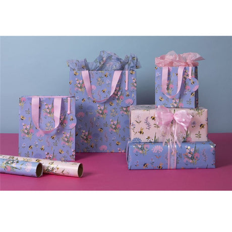 Glick Gift Wrap 4M Blue Bee Meadow