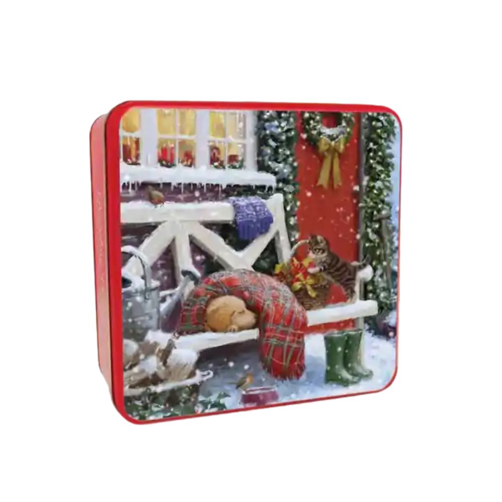 Grandma Wild's 200g Winter Garden Dognap Chocolate Chip & Orange Biscuit Tin