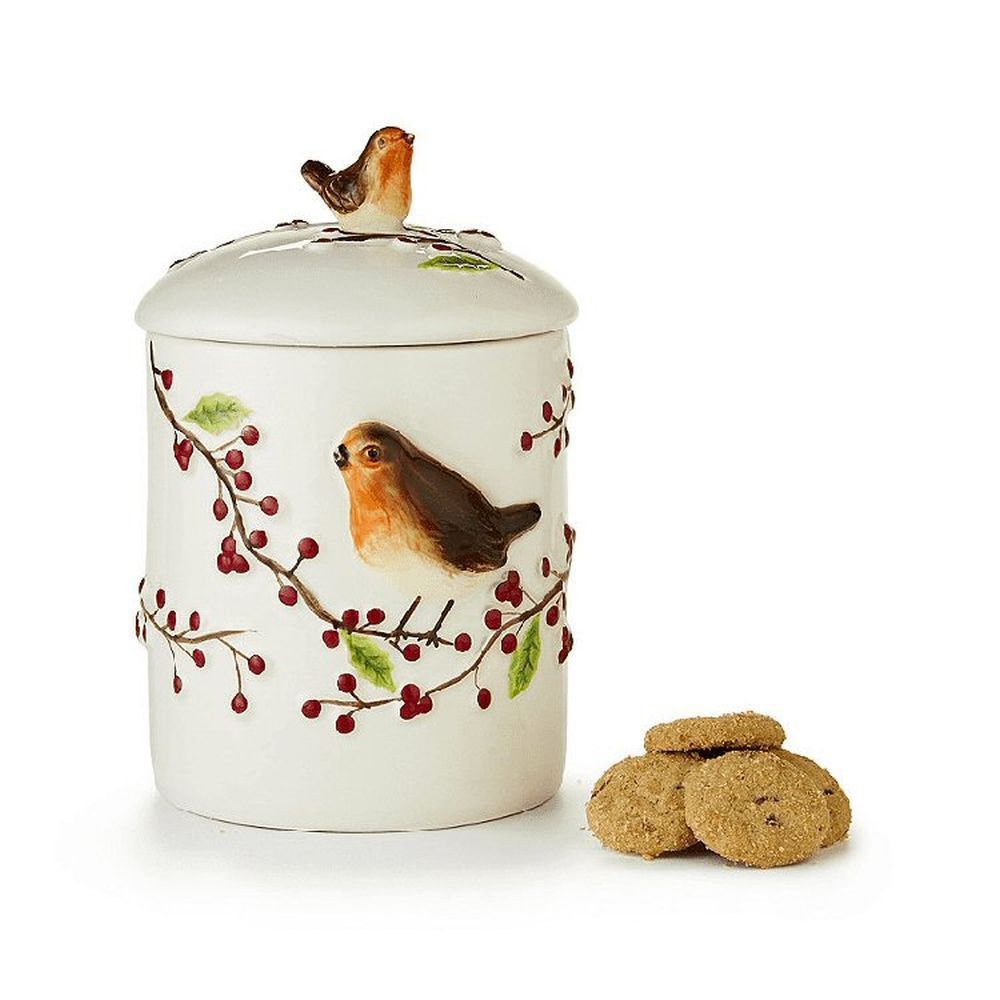 Grandma Wild's Robin & Berries Ceramic Jar With Choc Chip Cookies