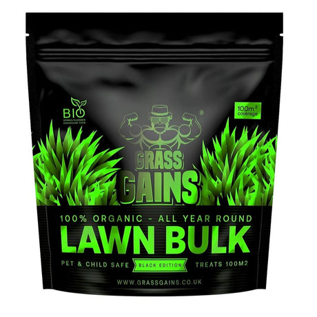 Grass Gains 2.5kg (100m2) Lawn Bulk Feed - Black Edition - Old Railway Line Garden Centre
