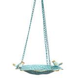 Green Key Blue Cracked Effect Hanging Bird Bath - Old Railway Line Garden Centre