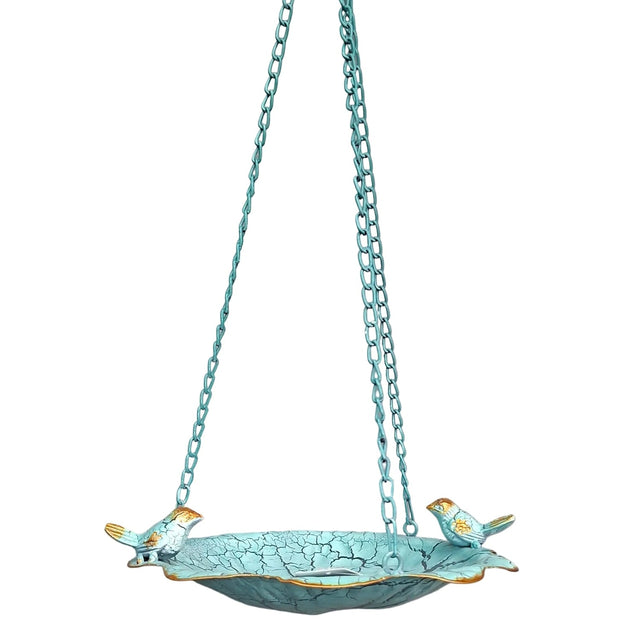 Green Key Blue Cracked Effect Hanging Bird Bath - Old Railway Line Garden Centre