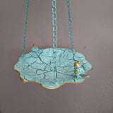 Green Key Blue Cracked Effect Hanging Bird Bath - Old Railway Line Garden Centre