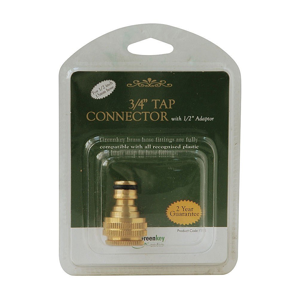 Greenkey Brass Hose Fittings (3/4" Threaded Tap Connector with 1/2" Adaptor) - Old Railway Line Garden Centre