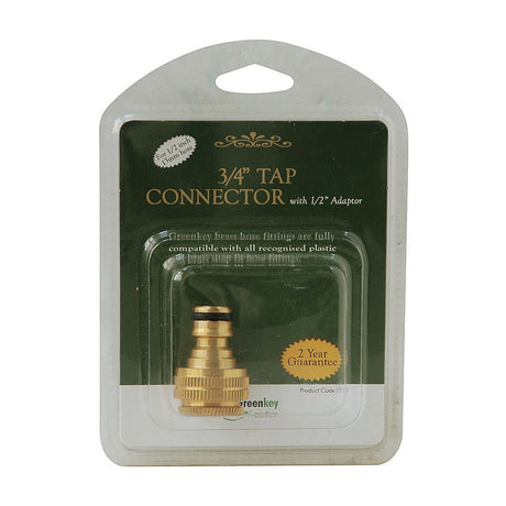 Greenkey Brass Hose Fittings (3/4" Threaded Tap Connector with 1/2" Adaptor) - Old Railway Line Garden Centre