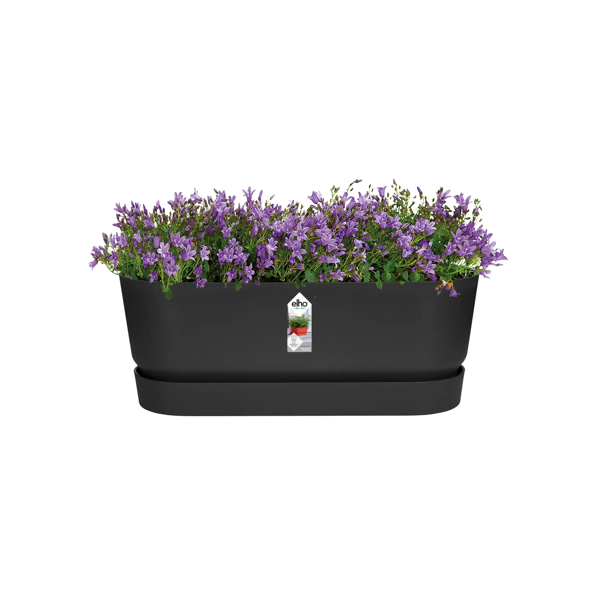 Elho 50cm Living Black Greenvillle Long Trough Planter