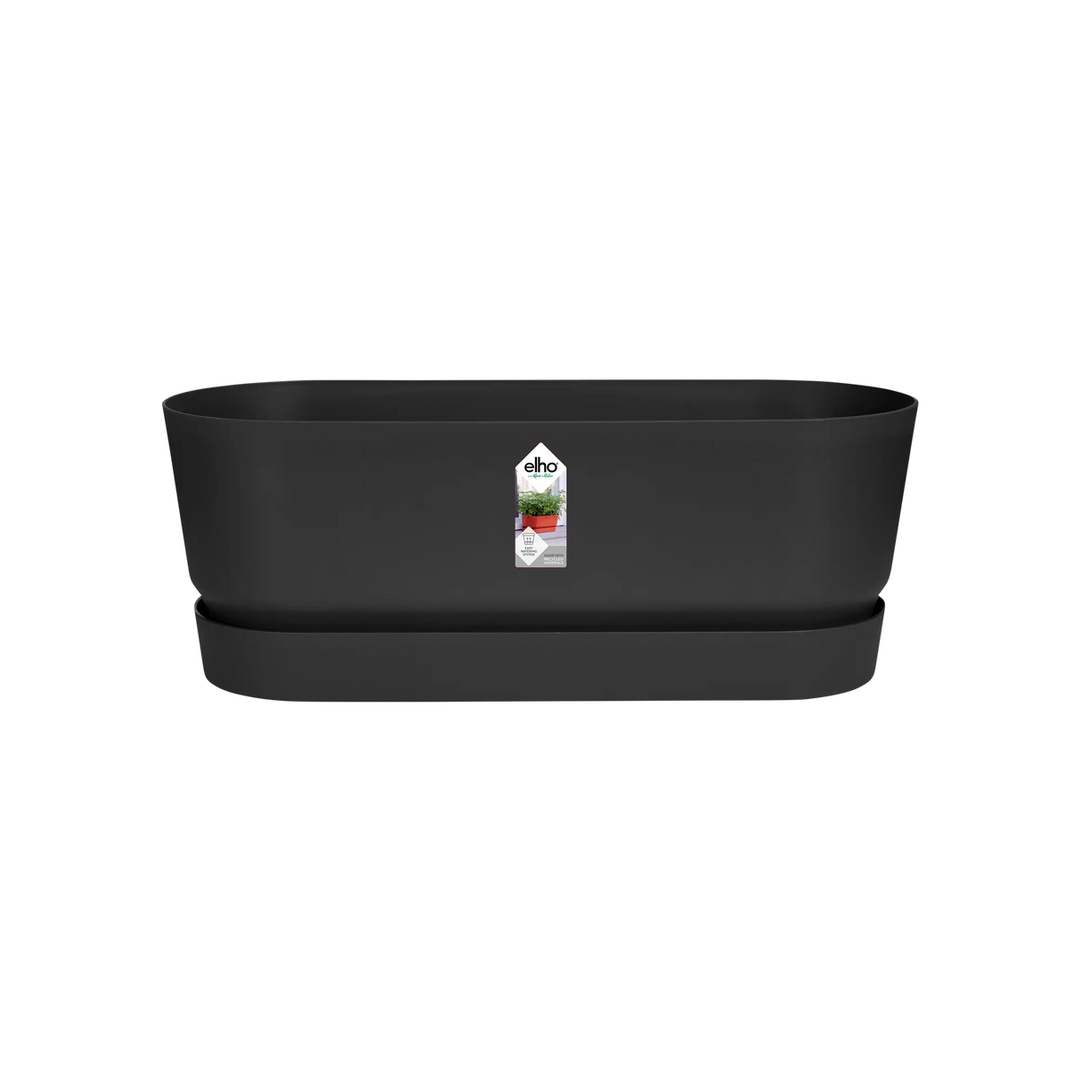 Elho 50cm Living Black Greenvillle Long Trough Planter