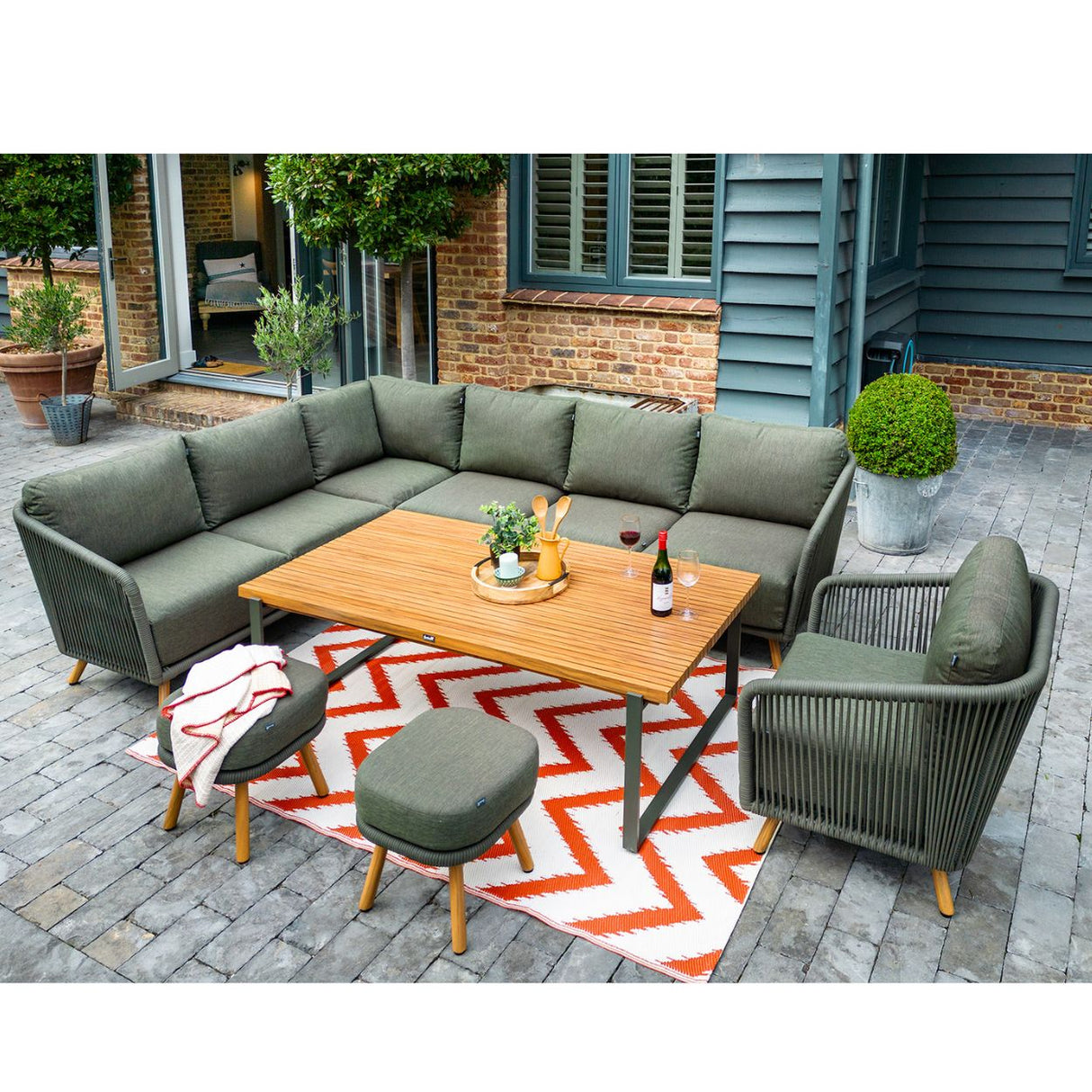 Hartman Eden Rectangular Casual Corner Dining Furniture Set - Moss Green