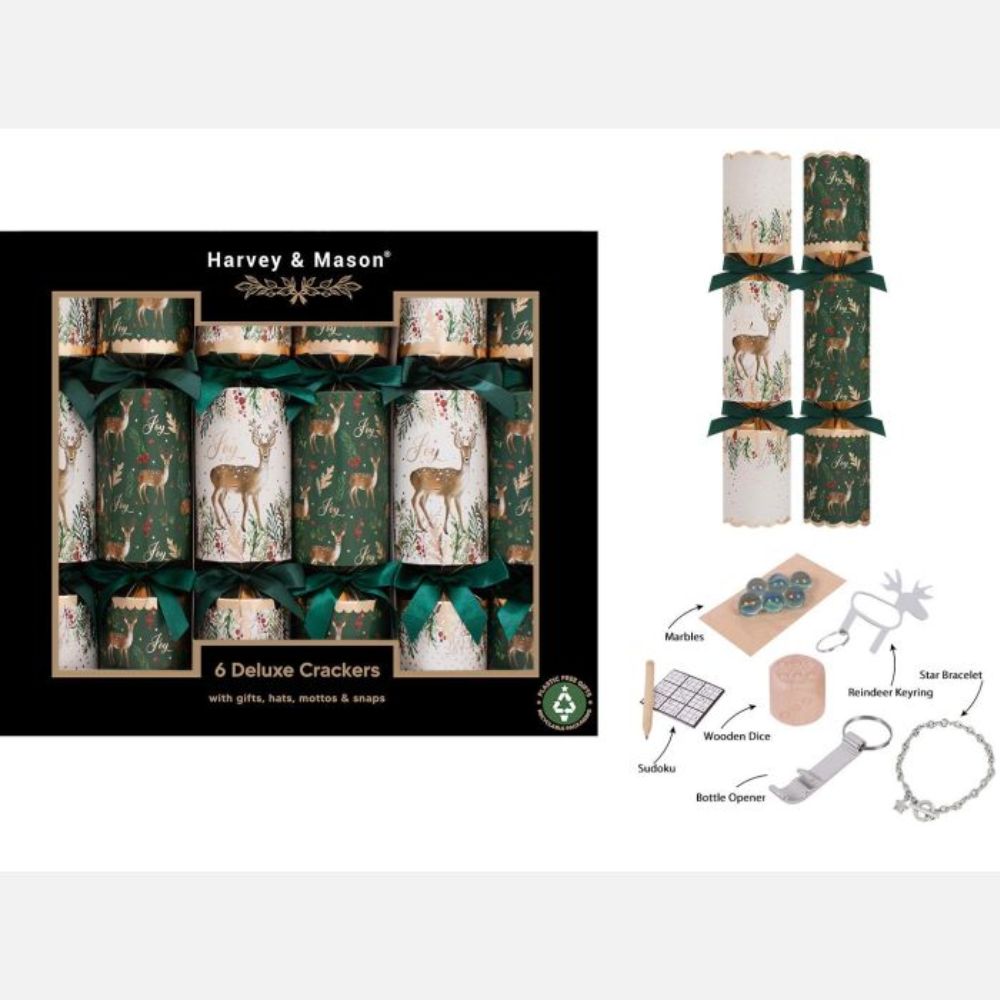 Harvey & Mason 13" Deluxe Green Deer Crackers