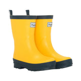 Hatley Kids Yellow & Navy Matte Wellie Boots - Size 6 - Old Railway Line Garden Centre