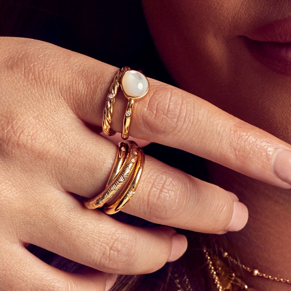 Hot Diamonds Calm Mother Of Pearl Ring - Gold - Size M
