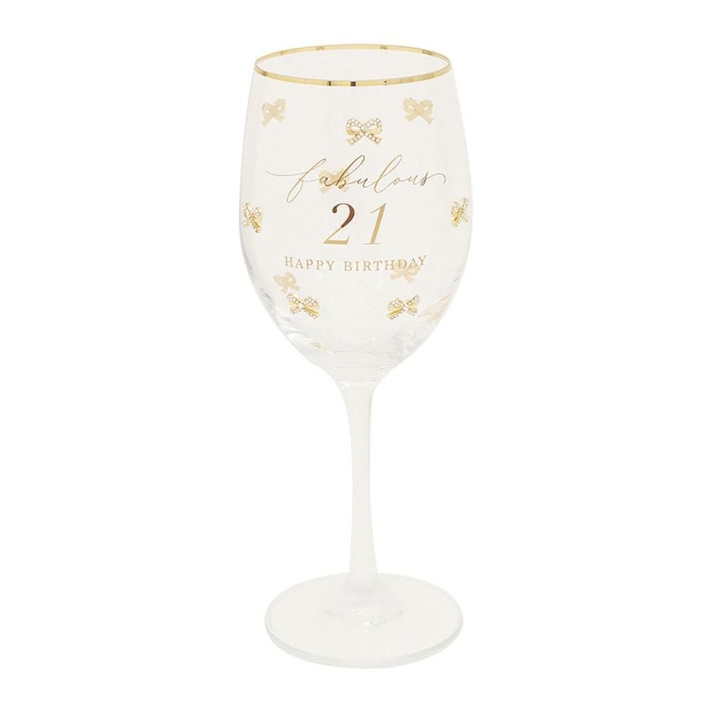 Hearts Design 21st Birthday Wine Glass - Old Railway Line Garden Centre