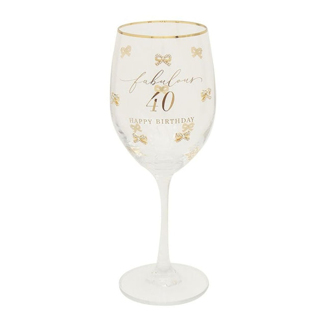 Hearts Design 40th Birthday Wine Glass - Old Railway Line Garden Centre