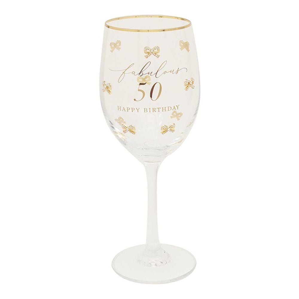 Hearts Design 50th Birthday Wine Glass - Old Railway Line Garden Centre