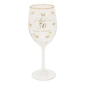 Hearts Design 50th Birthday Wine Glass - Old Railway Line Garden Centre