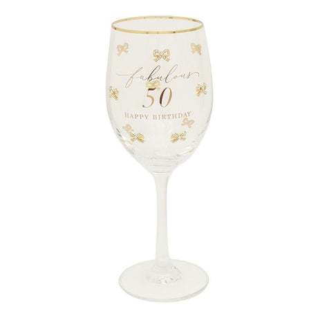 Hearts Design 50th Birthday Wine Glass - Old Railway Line Garden Centre