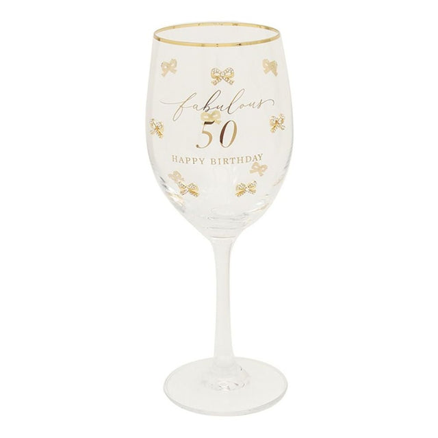 Hearts Design 50th Birthday Wine Glass - Old Railway Line Garden Centre