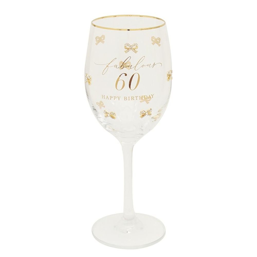 Hearts Design 60th Birthday Wine Glass - Old Railway Line Garden Centre