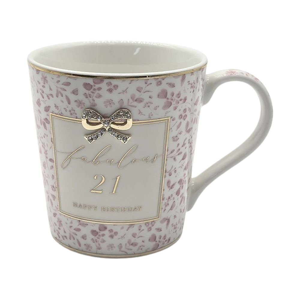 Hearts Design 9cm 21st Fabulous Birthday Mug - Old Railway Line Garden Centre