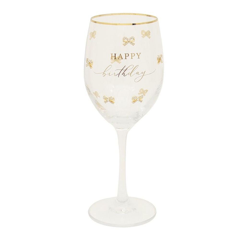 Hearts Design Happy Birthday Wine Glass - Old Railway Line Garden Centre