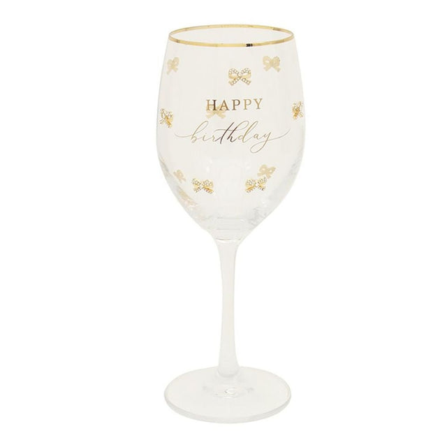 Hearts Design Happy Birthday Wine Glass - Old Railway Line Garden Centre