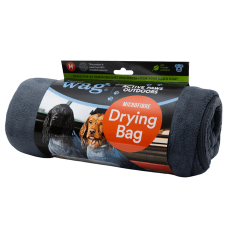 Henry Wag Microfibre Dog Drying Bag - Medium - Grey - Old Railway Line Garden Centre