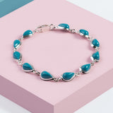 Henryka Classic Teardrop Link Bracelet in Silver and Turquoise