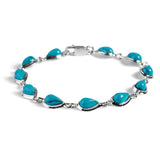 Henryka Classic Teardrop Link Bracelet in Silver and Turquoise