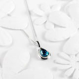 Henryka Classic Teardrop Necklace in Silver and London Blue Topaz