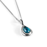 Henryka Classic Teardrop Necklace in Silver and London Blue Topaz