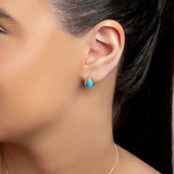 Henryka Classic Teardrop Stud Earrings in Silver and Turquoise