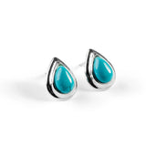 Henryka Classic Teardrop Stud Earrings in Silver and Turquoise