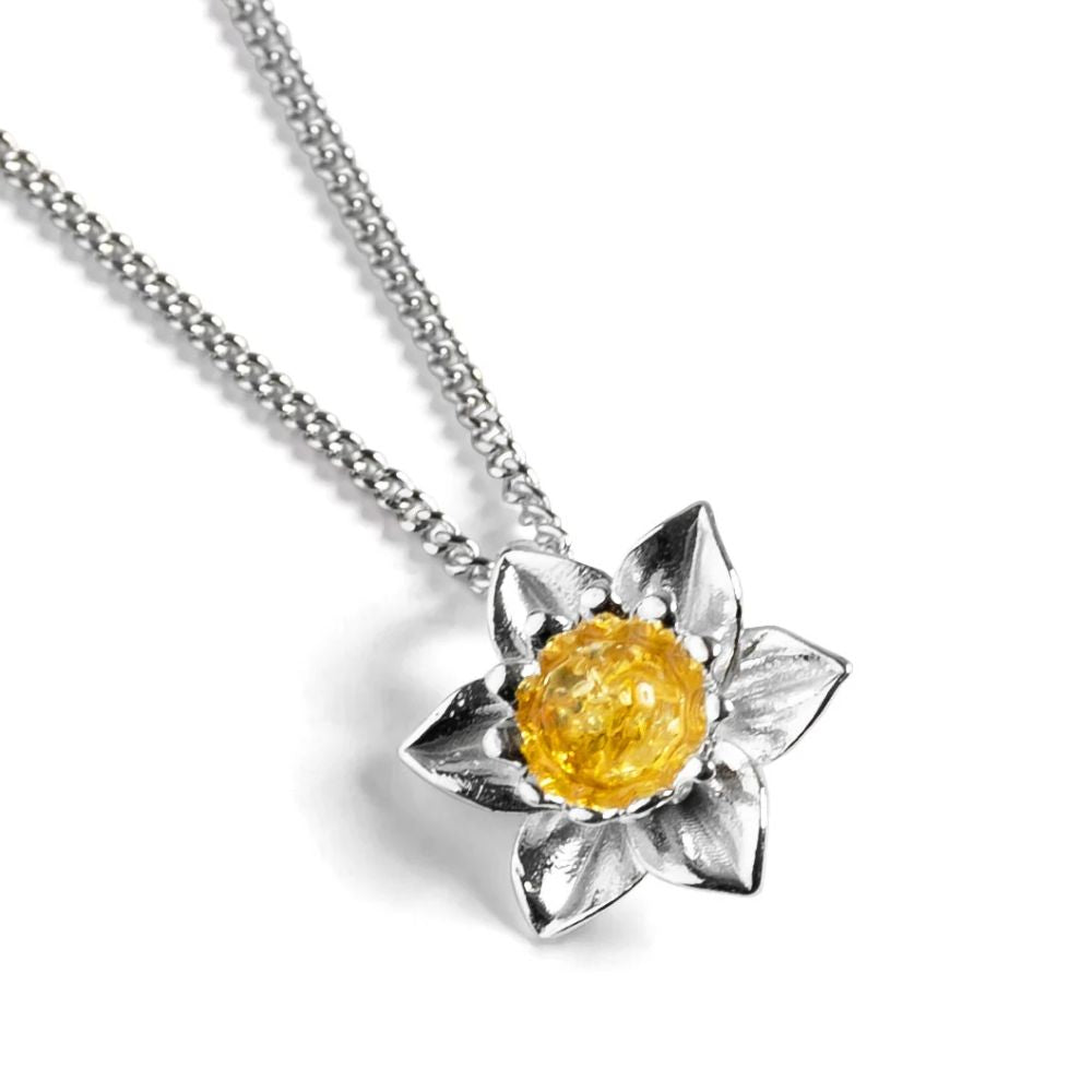 Henryka Daffodil Necklace in Silver & Yellow