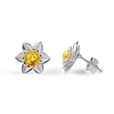 Henryka Daffodil Stud Earrings in Silver & Yellow