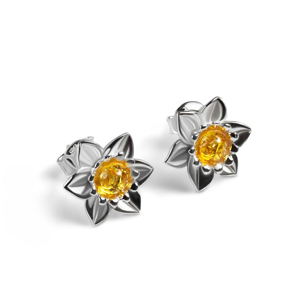 Henryka Daffodil Stud Earrings in Silver & Yellow