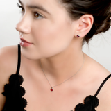 Henryka Round Charm Necklace in Silver and Garnet