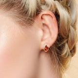 Henryka Silver & Cognac Amber Classic Teardrop Stud Earrings