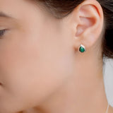 Henryka Silver & Malachite Classic Teardrop Stud Earrings