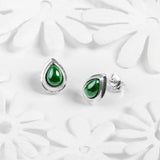 Henryka Silver & Malachite Classic Teardrop Stud Earrings