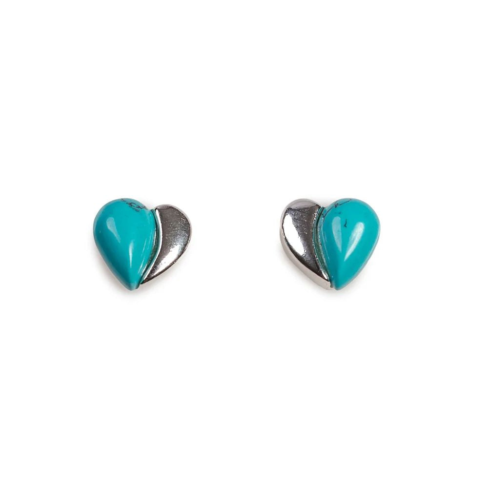Henryka Silver & Turquoise Miniture Heart Stud Earrings