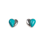 Henryka Silver & Turquoise Miniture Heart Stud Earrings
