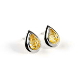 Henryka Silver & Yellow Amber Classic Teardrop Stud Earrings