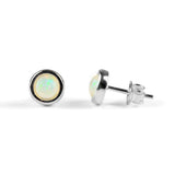 Henryka Small Round Stud Earrings in Silver and Ethiopian Opal