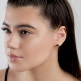 Henryka Small Round Stud Earrings in Silver and Garnet