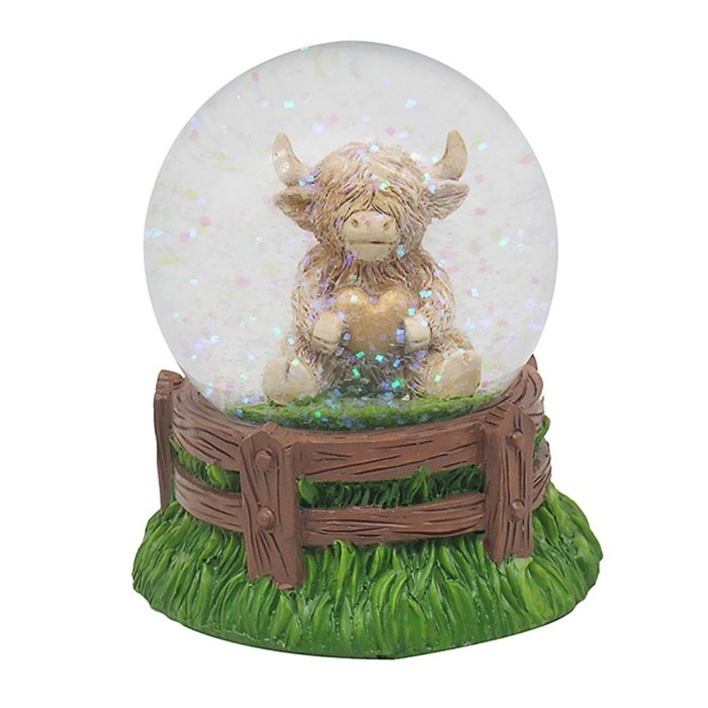 Joe Davies Highland Cow Waterglobe Heart