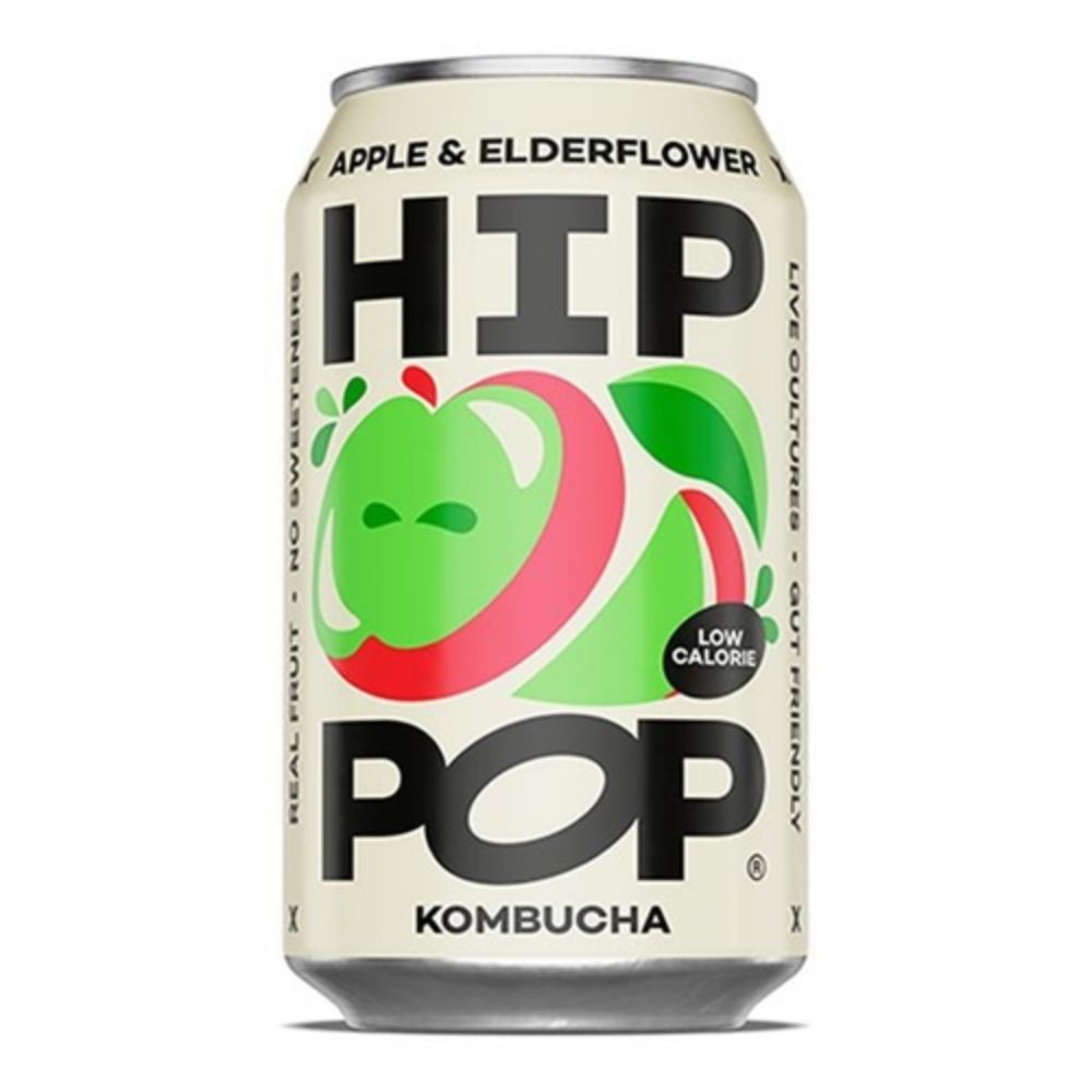 HipPop 330ml Apple & Elderflower Kombucha Can