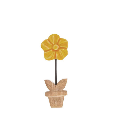 Hogewoning 20cm Natural/Yellow Deco Malpa Flower Ornament - 704252 - Old Railway Line Garden Centre
